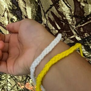 Kids Braided Bracelet Set - White and Yellow